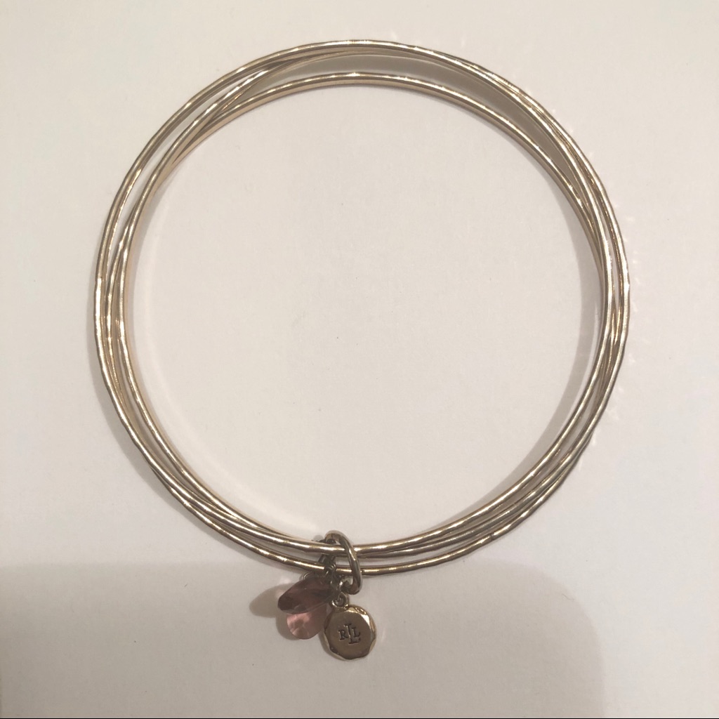 Lauren By Ralph Lauren 3 Gold Bangles W Stones 12$